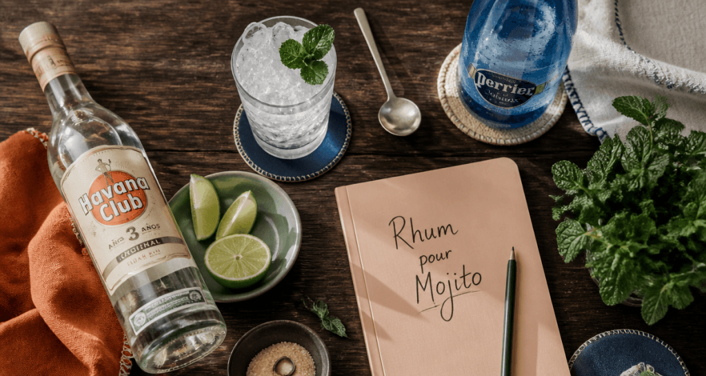 Mojito alcool principal en volume sur plan de travail