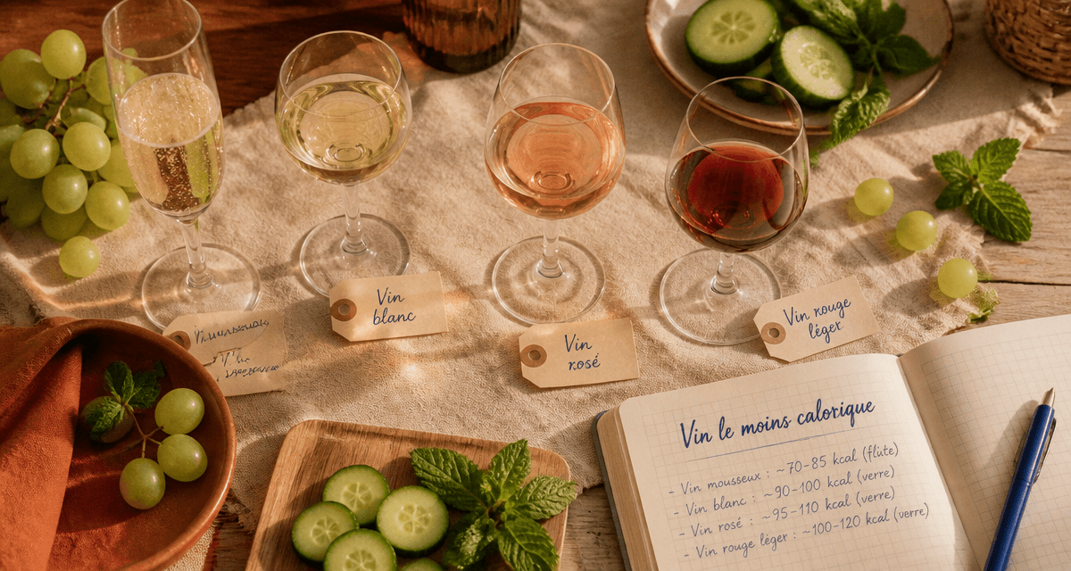 Verres de vin le moins calorique sur table conviviale