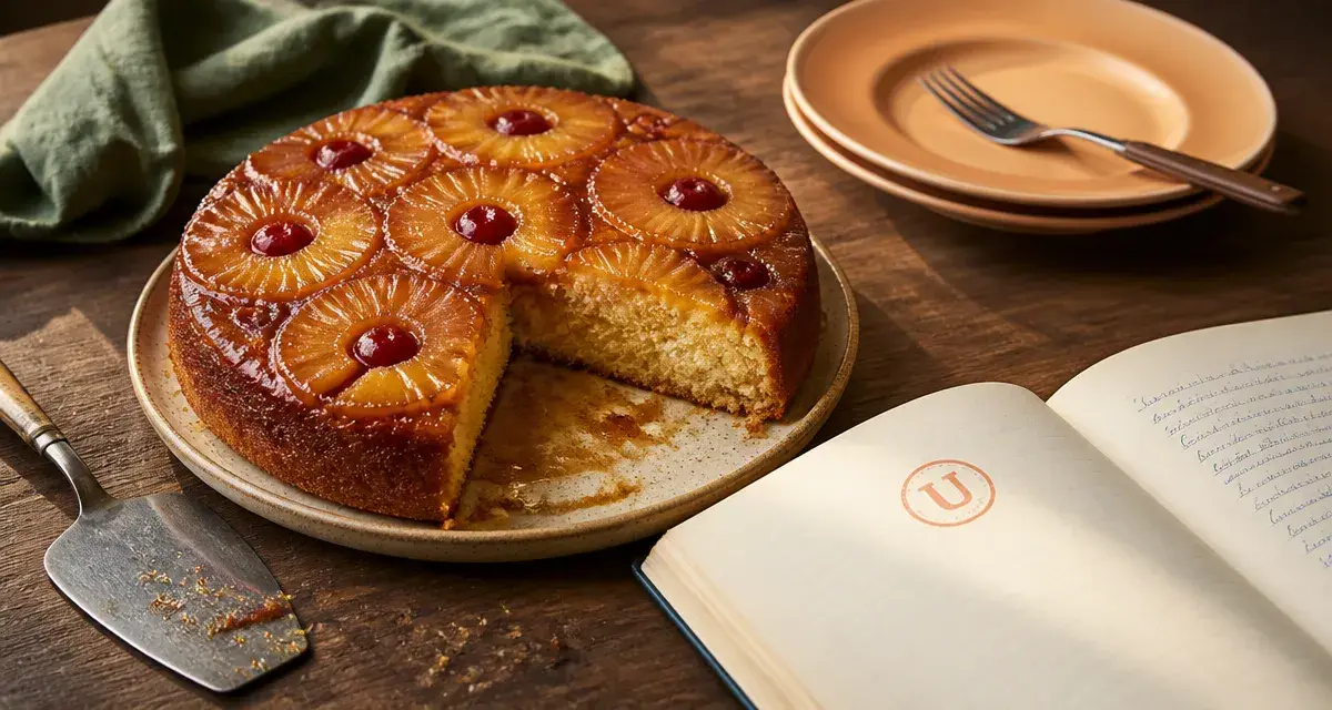 Dessert en u : gâteau renversé ananas et cerise