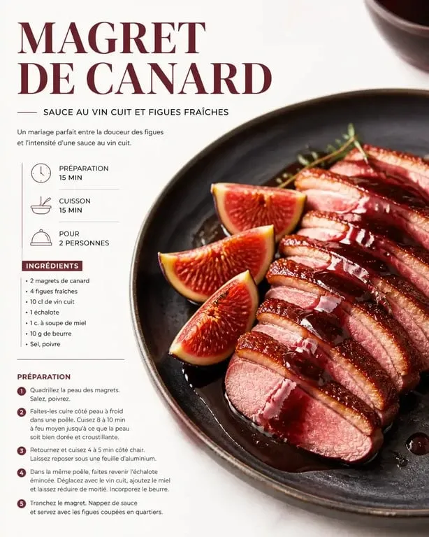 Magret de canard au vin cuit, une recette d'apéritif français raffiné