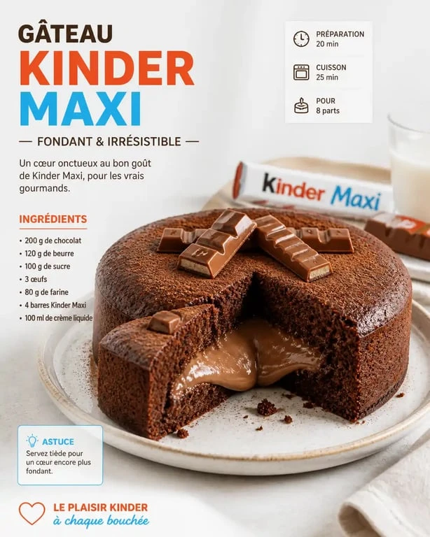 Gâteau Kinder Maxi maison fondant et gourmand sur une assiette