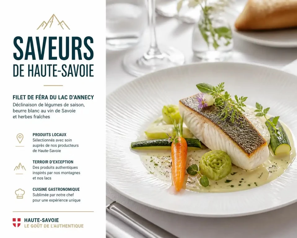 Traiteur Annecy : exemple de plat gastronomique aux saveurs locales pour réception.