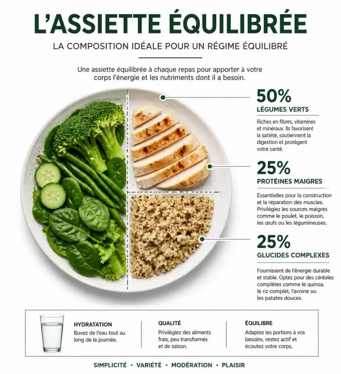 Composition d'une assiette équilibrée pour savoir quoi manger en régime