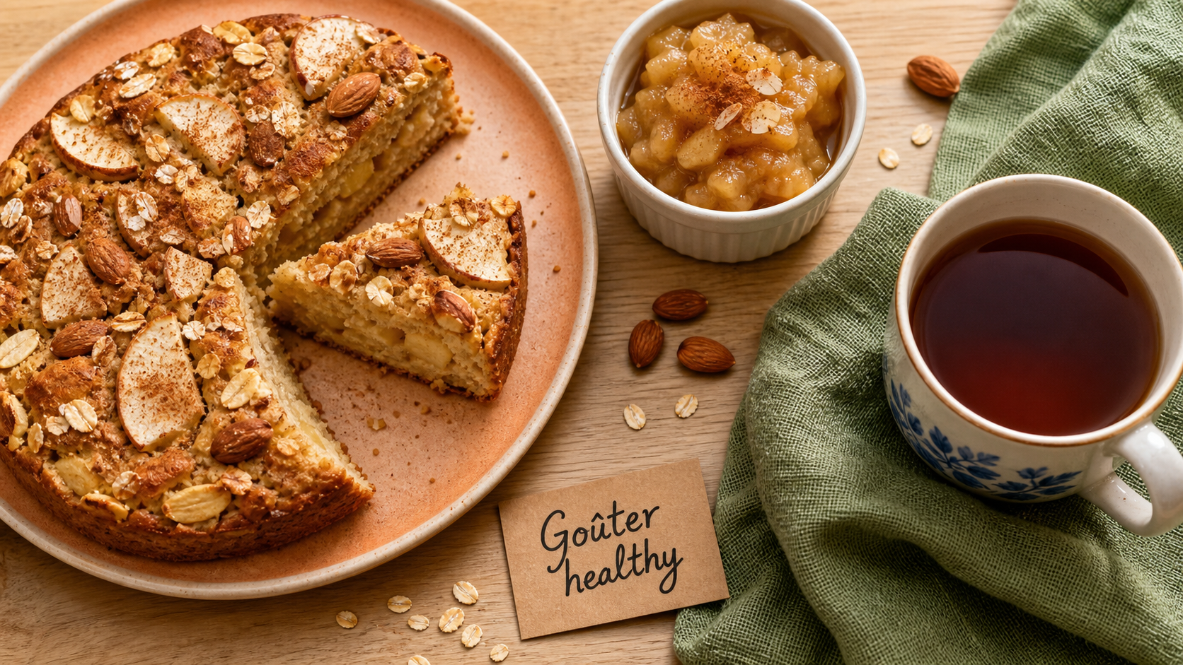 Gouter healthy : cake pomme-amande sans sucre ajouté