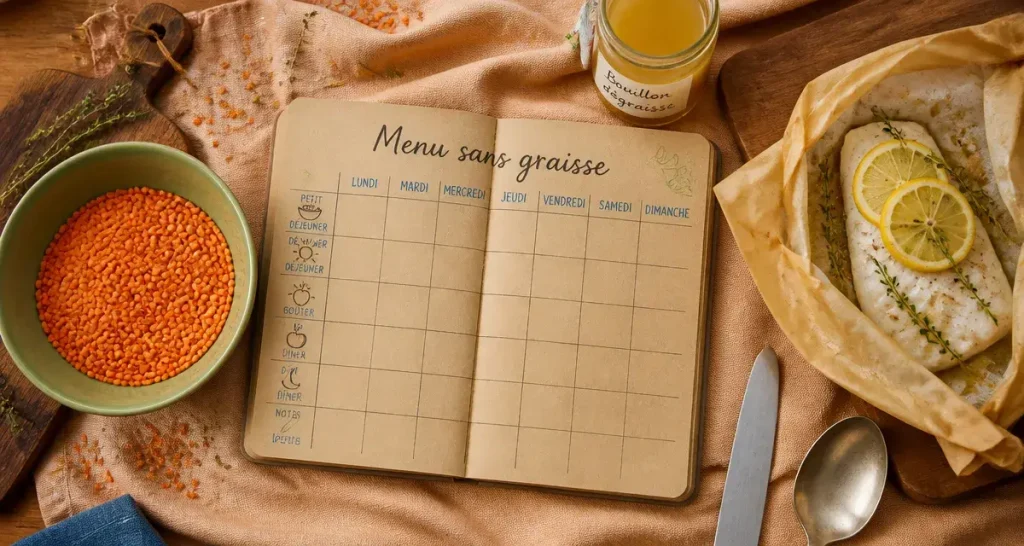 Menu semaine sans graisse : 7 jours de plats légers