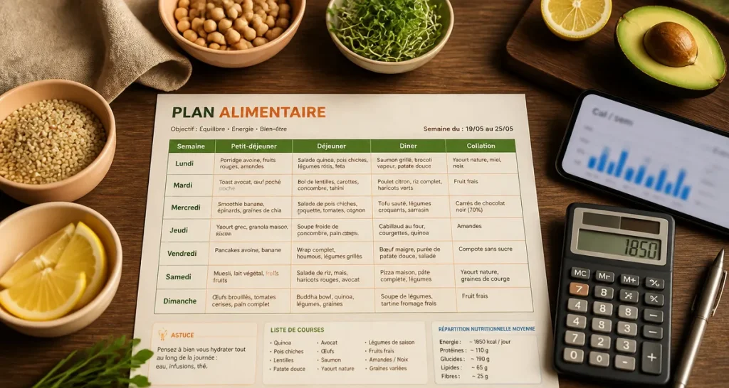 Plan alimentaire nutritionniste pdf pour structurer des menus sans frustration