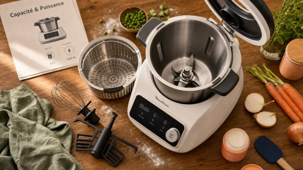 Meilleur robot cuisine 3 à 5 L et 800 W, accessoires et ingrédients.