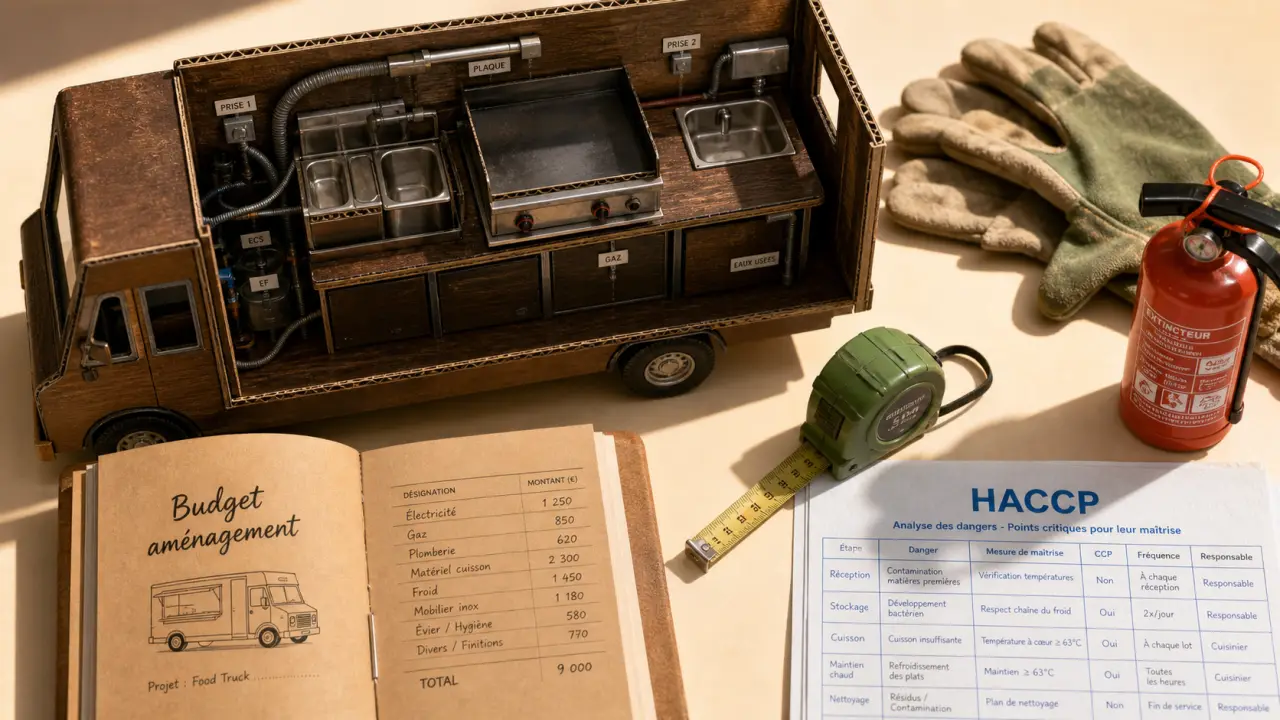 Aménagement food truck : maquette, plancha, bacs inox, budget et normes