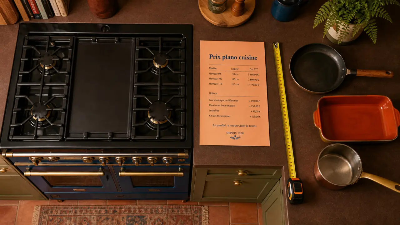 Prix piano cuisine : vue de dessus d’une cuisinière piano moderne