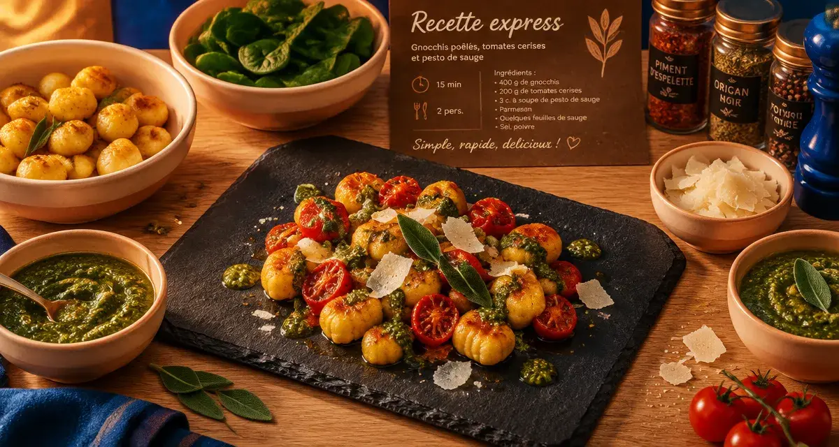 Recettes de cuisine rapide et facile : gnocchis pesto en 30 minutes